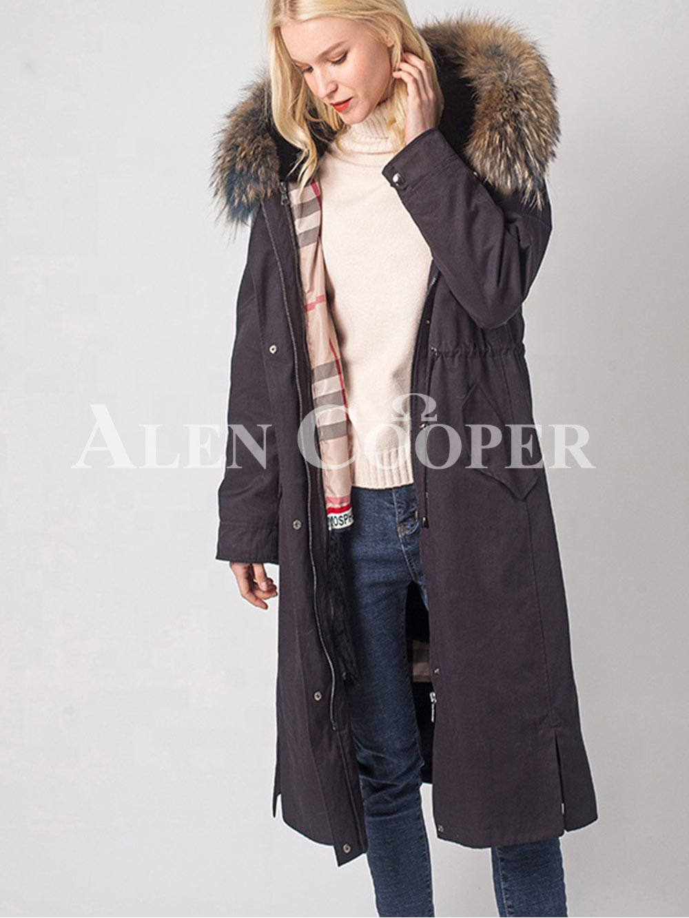 women's fur hooded coat