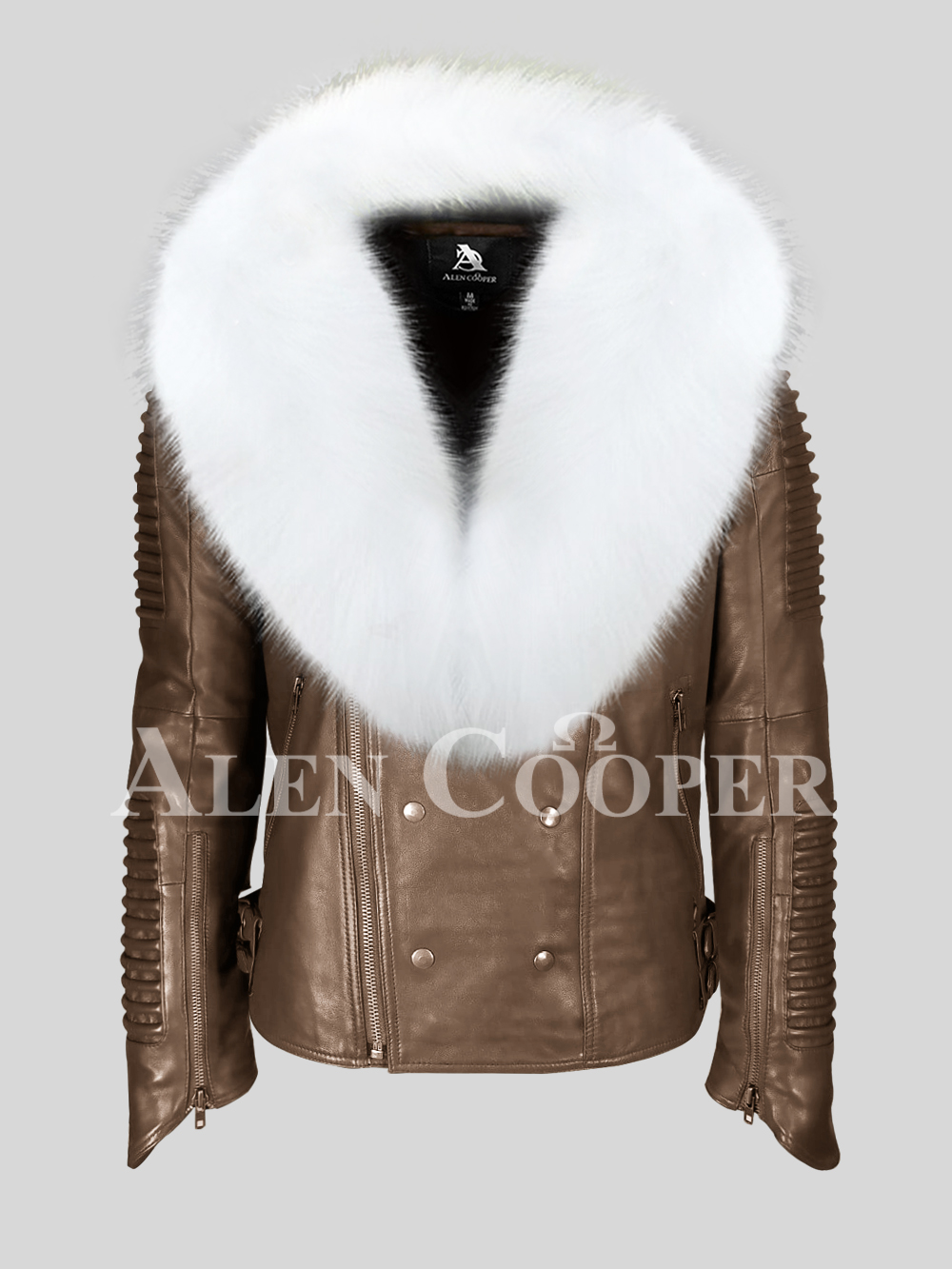 white fox fur collar