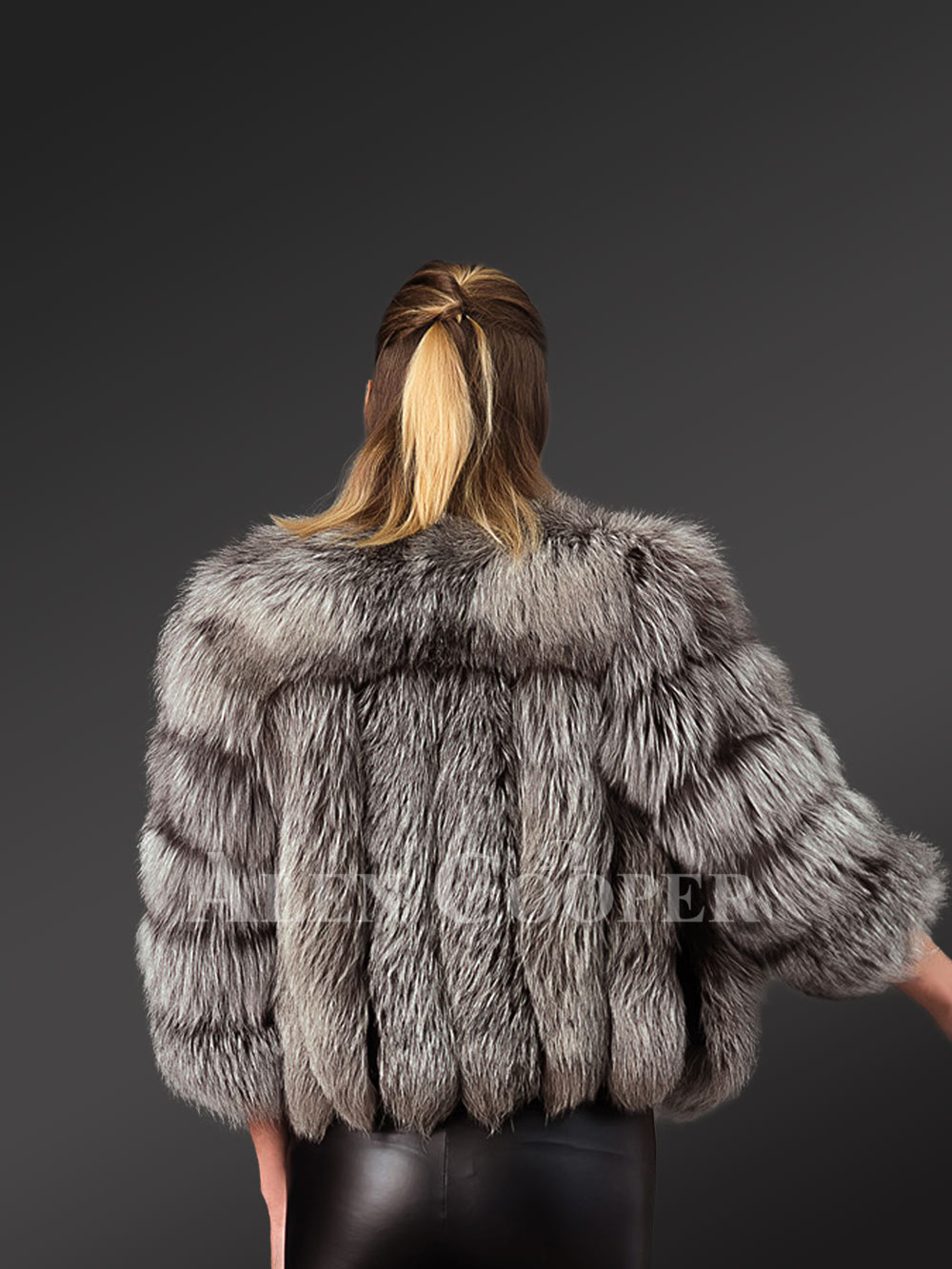 Chic And Trendy Real Fox Fur Grey Winter Coat For Style Conscious Women