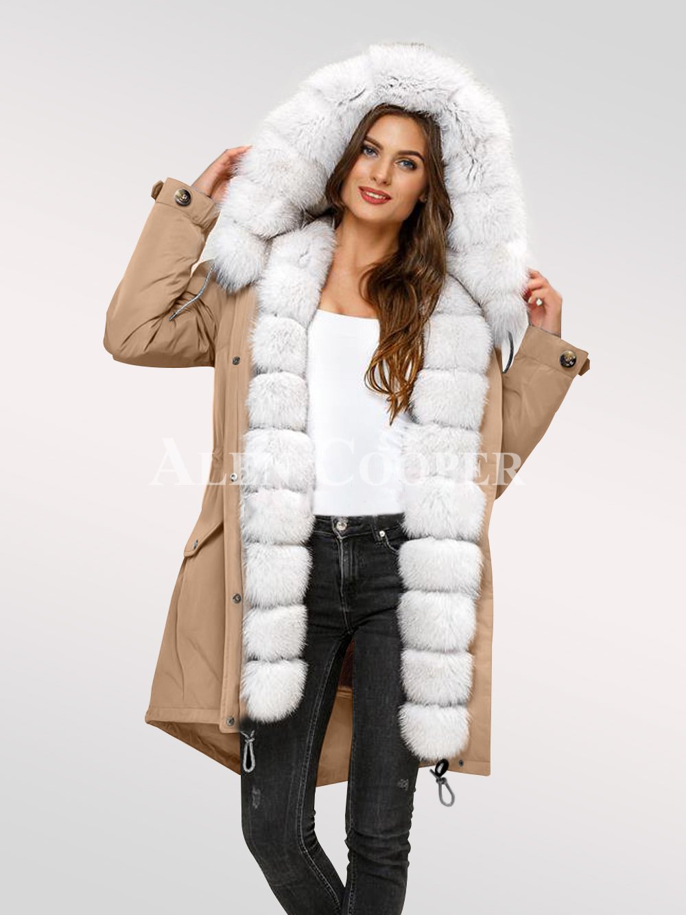 ladies fur parka