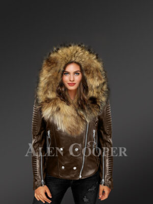 leather moto jacket fur collar