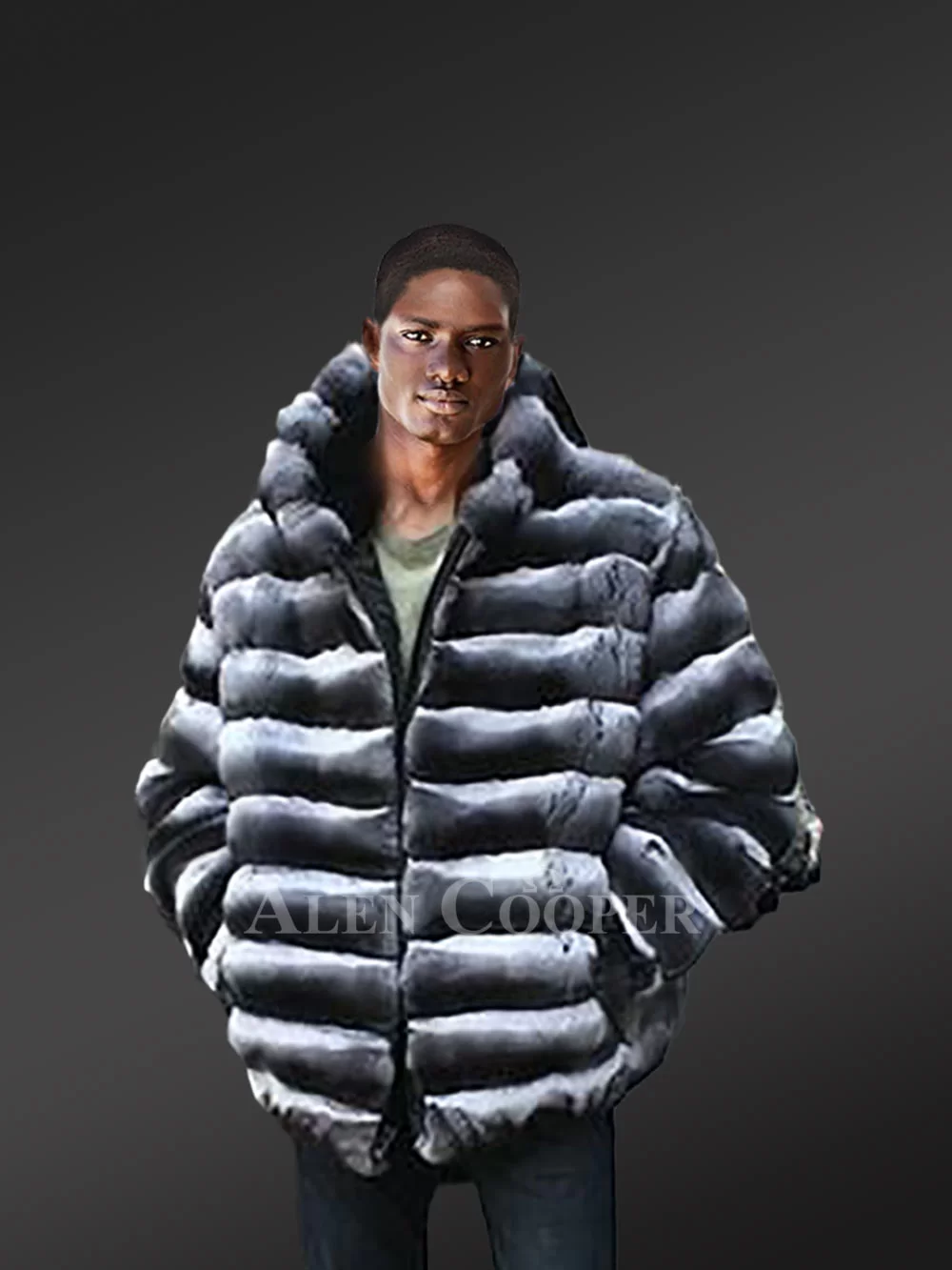 White Chinchilla Fur Jacket with Hood