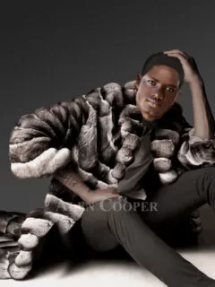 Men's leather jacket with fur collar