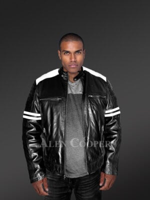 Mens Motorcycle Jacket with mandarin collar