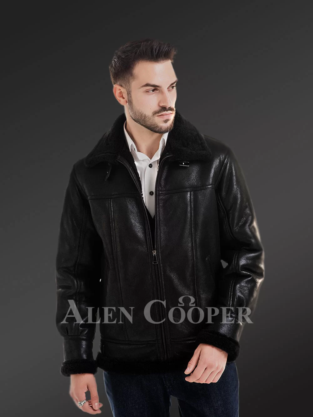 Alen Cooper Men's Mink Bomber Jacket