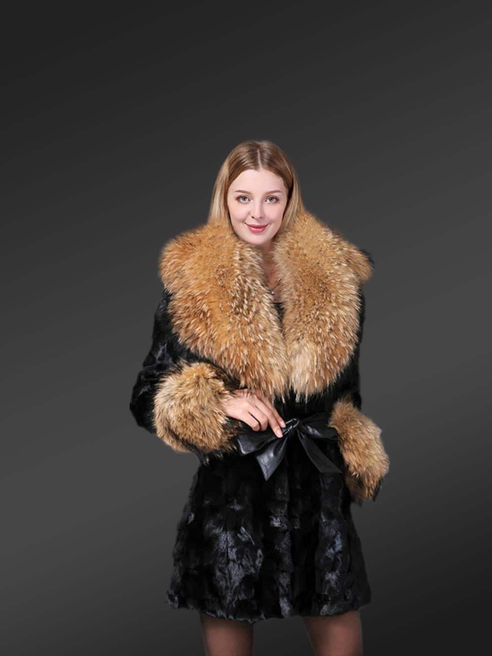 Mink Fur Coat with Fox Fur Collar