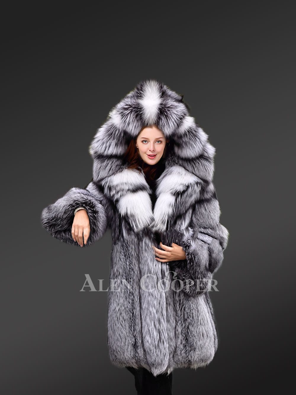 LUXURY WHITE Fox Fur Full Coat With Whole Skins, Fur Coa, Luxury