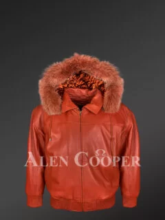 Mens Bomber with Hood and Fox Fur Trim