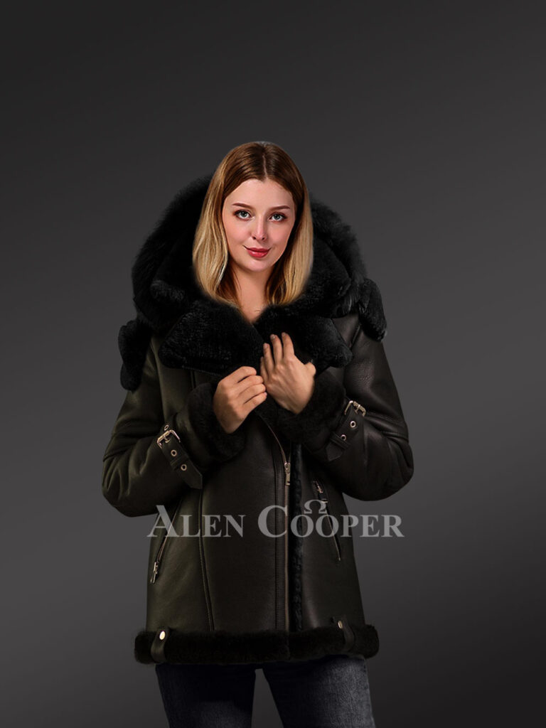 real shearling jacket women