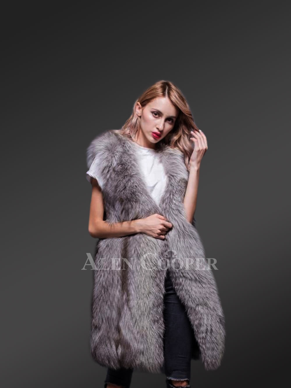 Louis Vuitton Sleeveless Fox Fur Vest Gray
