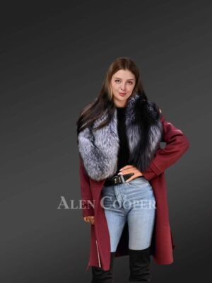 Wool Coat with Real Silver Fox