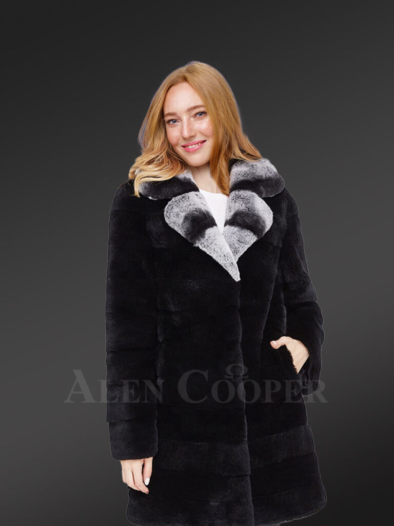 long real fur black warm winter fur coat