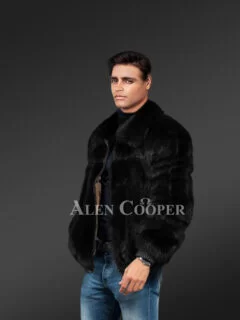 Kashani Full Mink Fur Bomber Jacket for Men Red Black / L