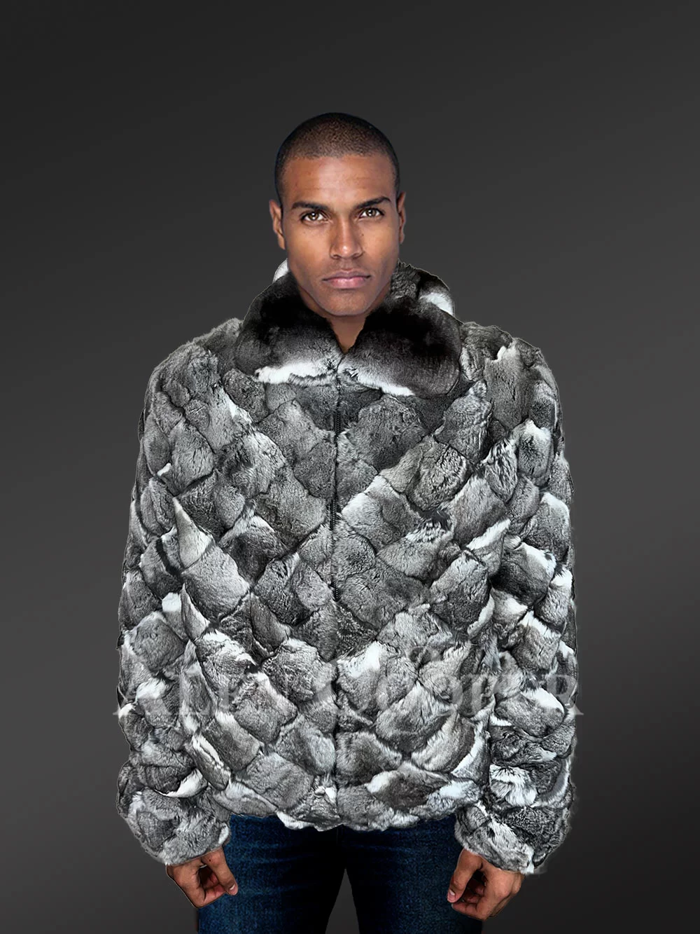 USA Made Men's Chinchilla Fur Jacket