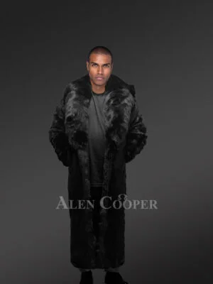 Long Black Rabbit Fur Coat