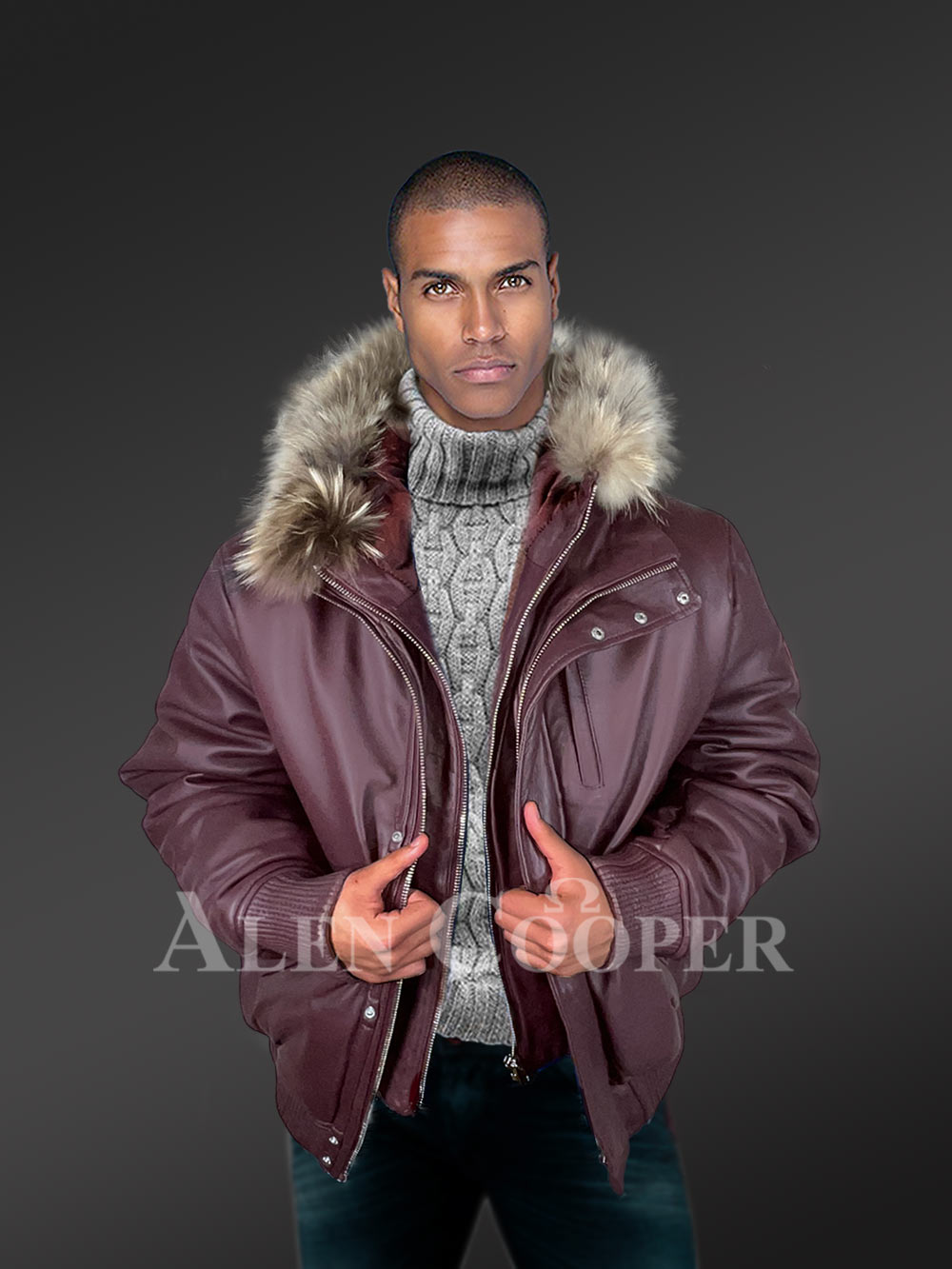 Leather Jacket with Fur Outlining the Hood for Modish Looks