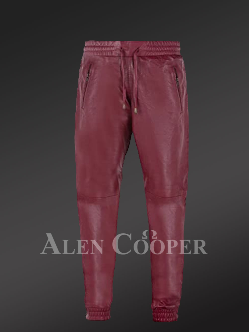 Leather Joggers in Wine