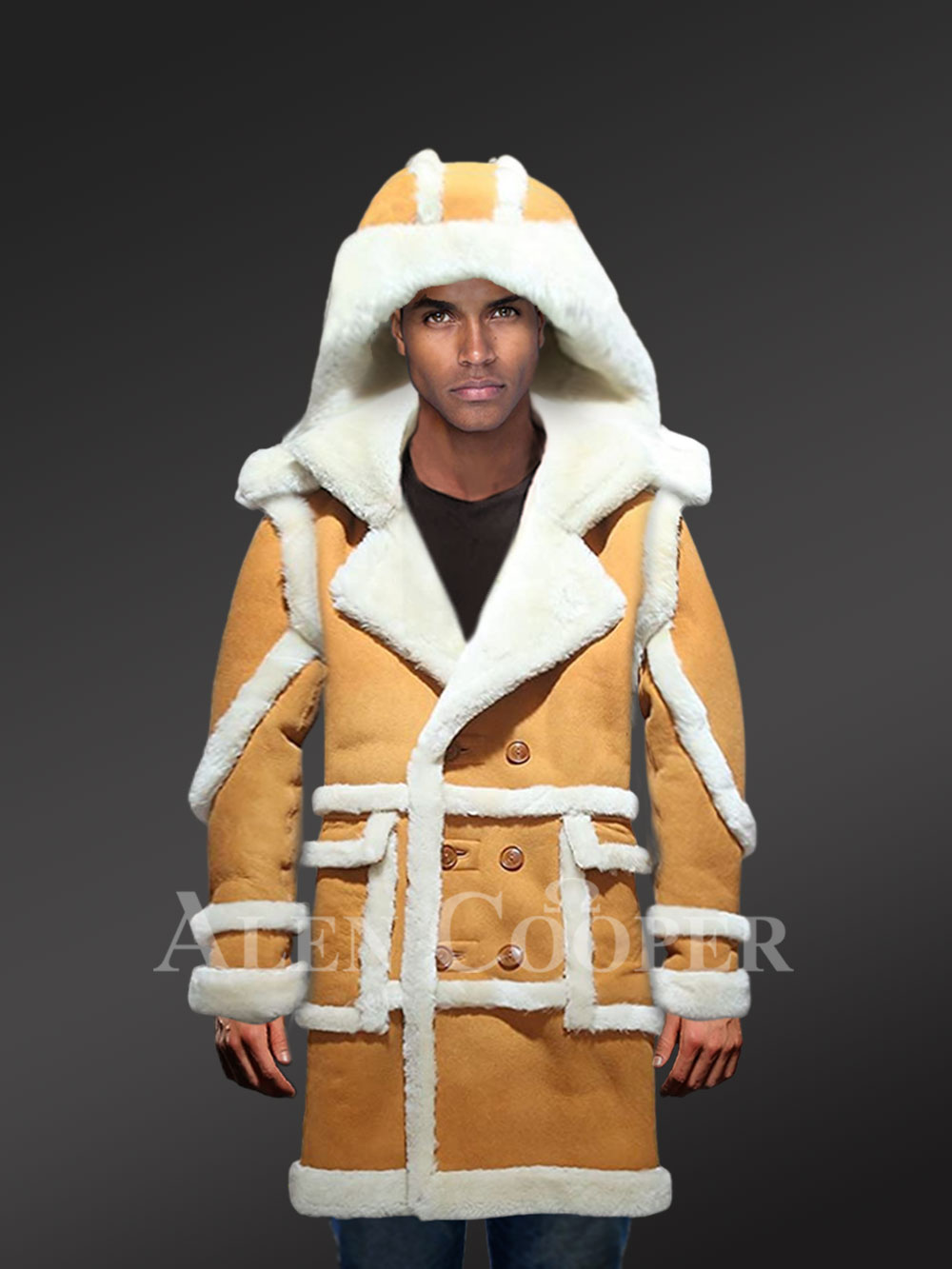 Mens Shearling Long Coat