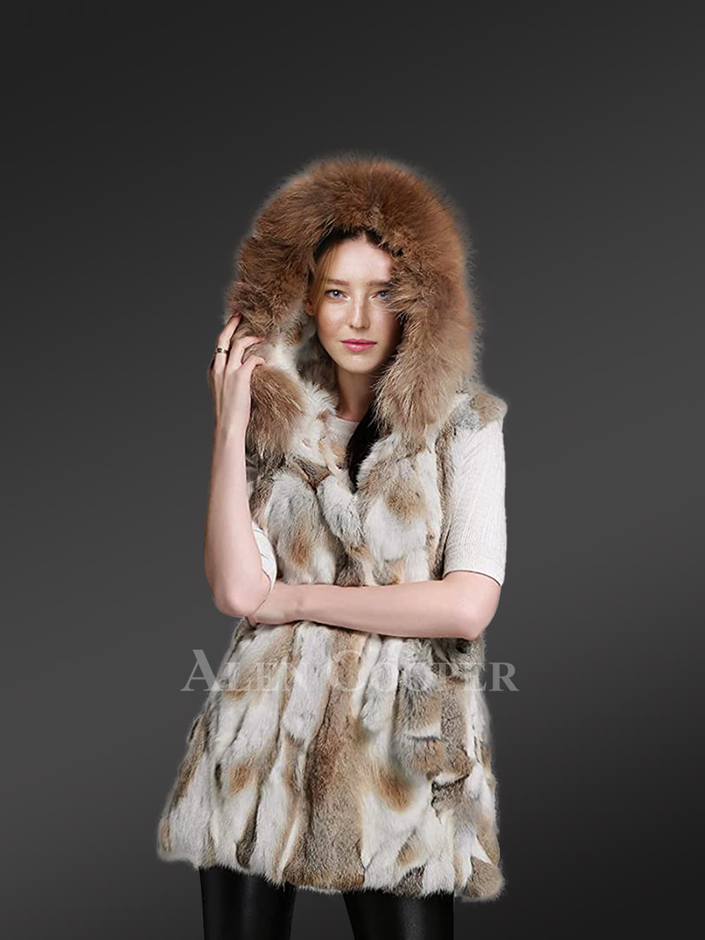 Womens rabbit sale fur vest