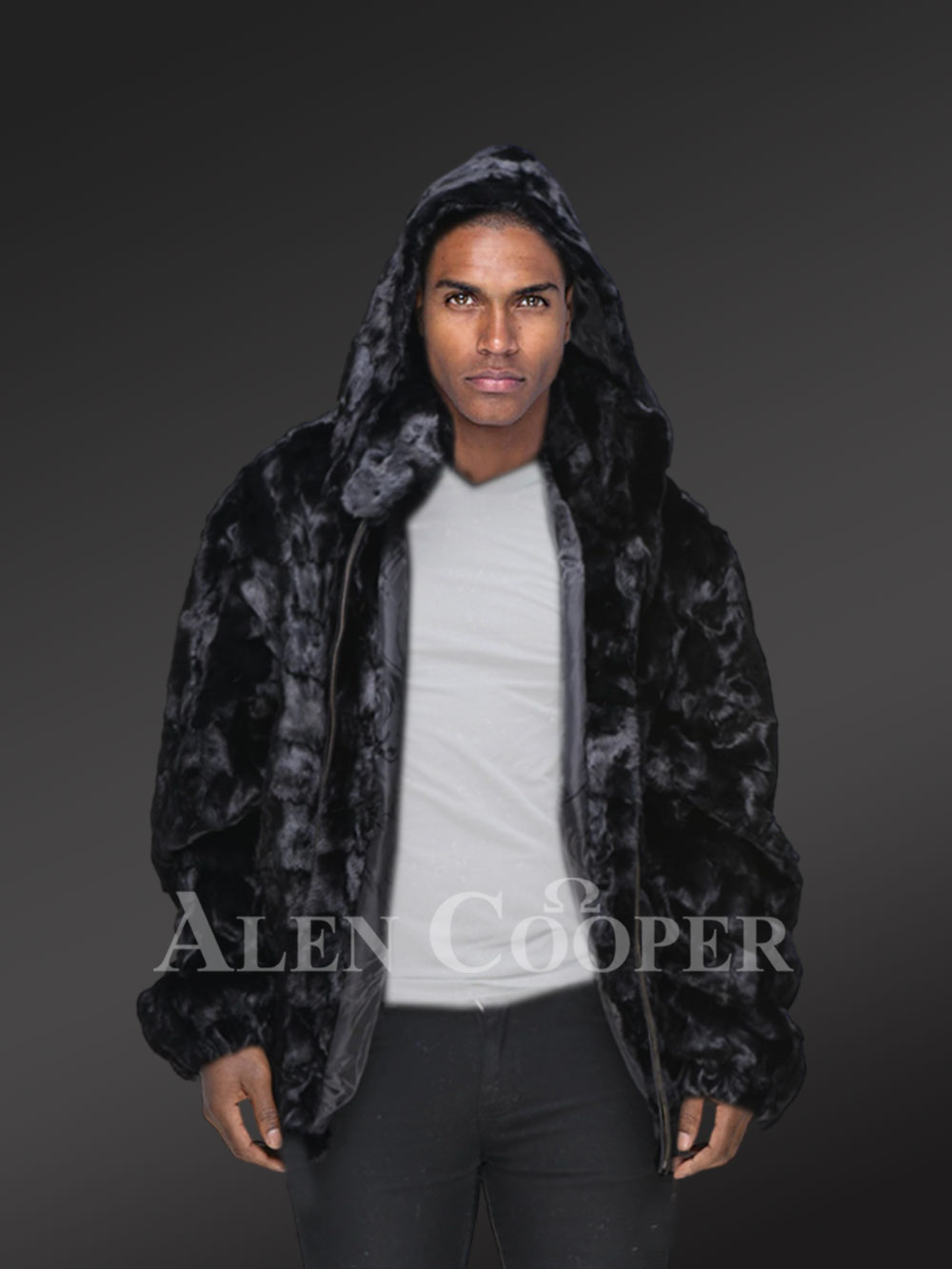 Alen Cooper Mink Bomber Jacket for Men