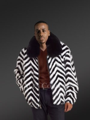 Men Mink Fur Bomber Coat