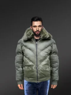 Oliverfurs Refurbished New Black Mink Fur Bomber Jacket W/Hood for Men Man Size All Custom Made