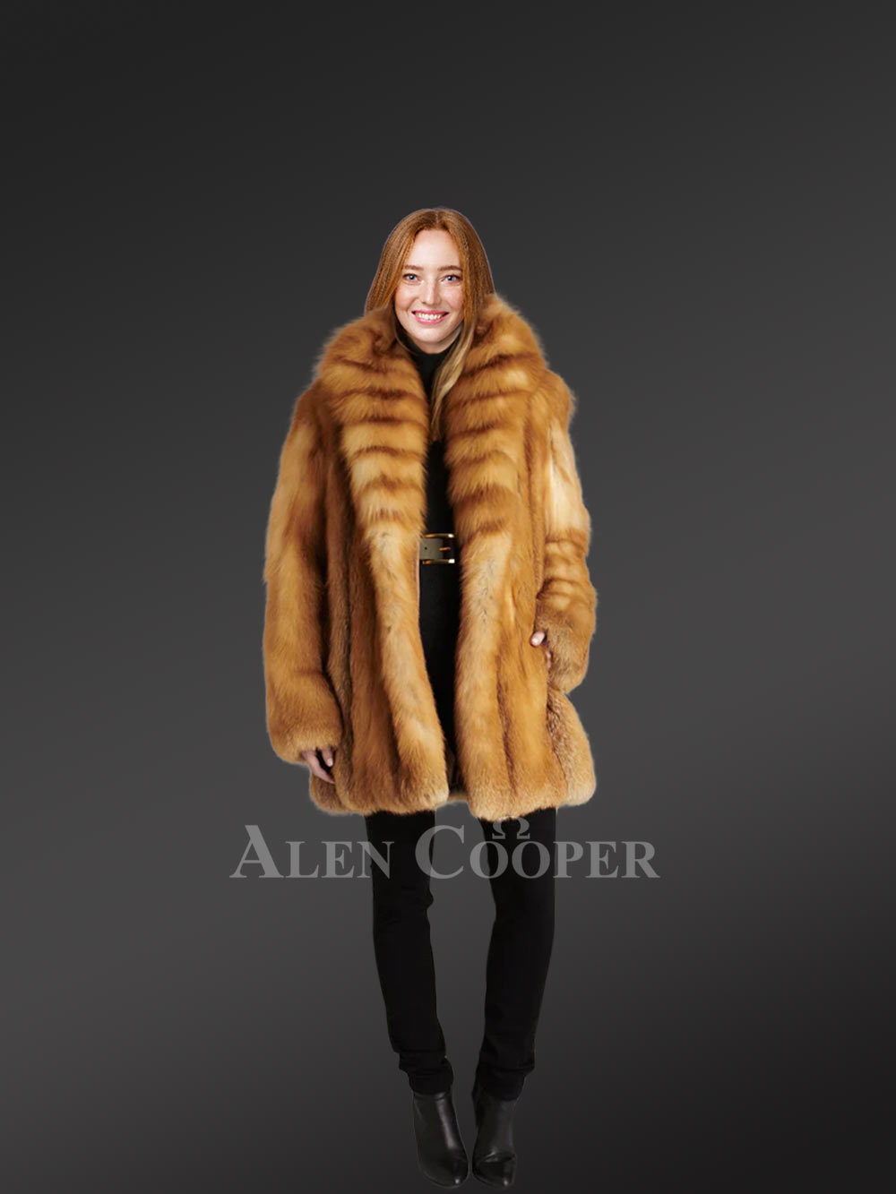 Dressy Natural Red Fox Fur Coat