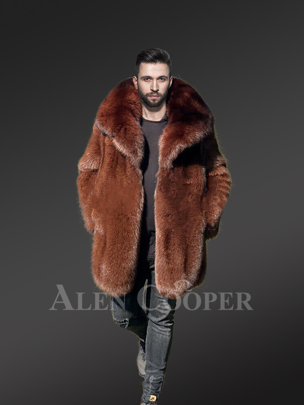 Tan fur coat on sale mens