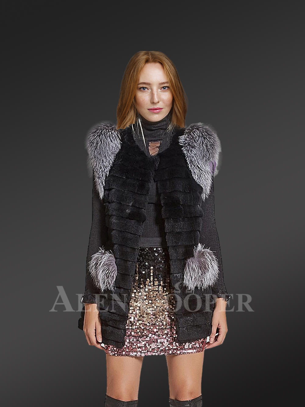 Women’s Rabbit Vest with Fox Accents