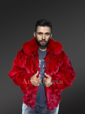 Fox Fur Bomber Jacket for Men