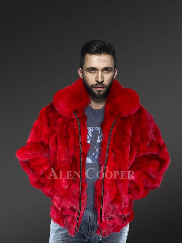 Fox Fur Bomber Jacket for Men - Image 5