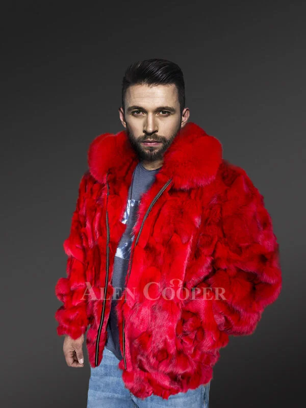 Fox Fur Bomber Jacket for Men - Image 4