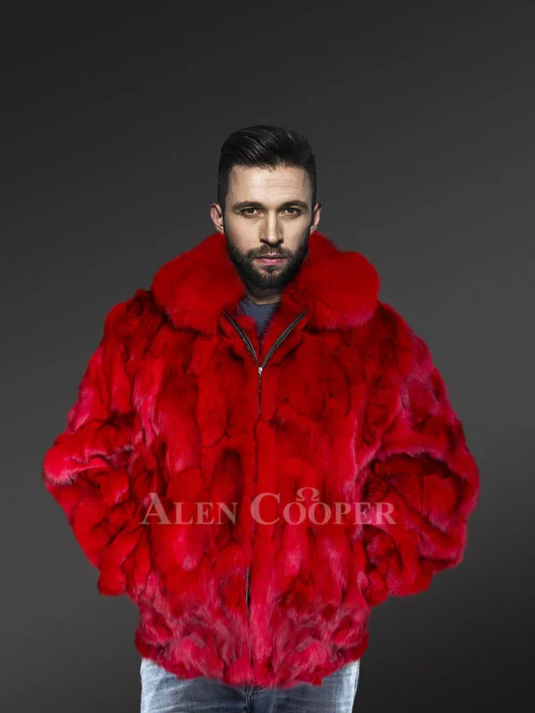 Fox Fur Bomber Jacket for Men - Image 2