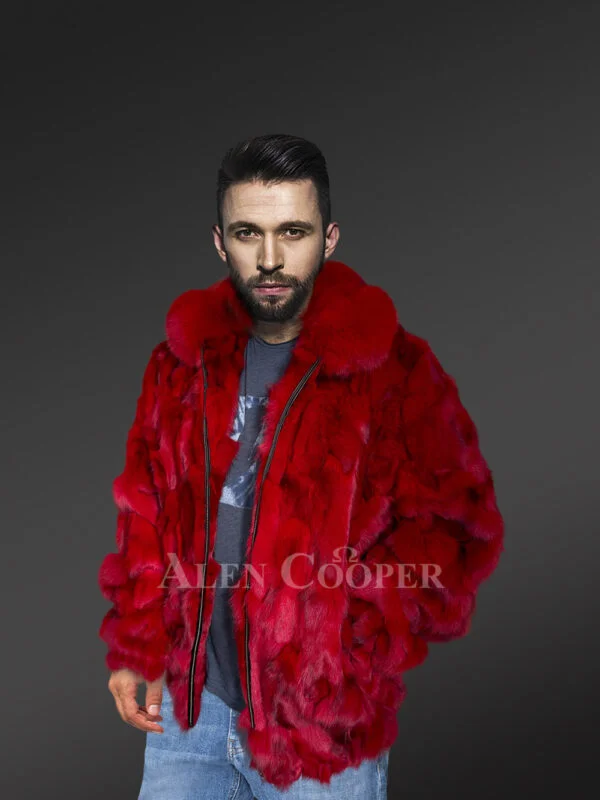 Fox Fur Bomber Jacket for Men - Image 8