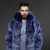 Mens Blue Fox Fur Jacket