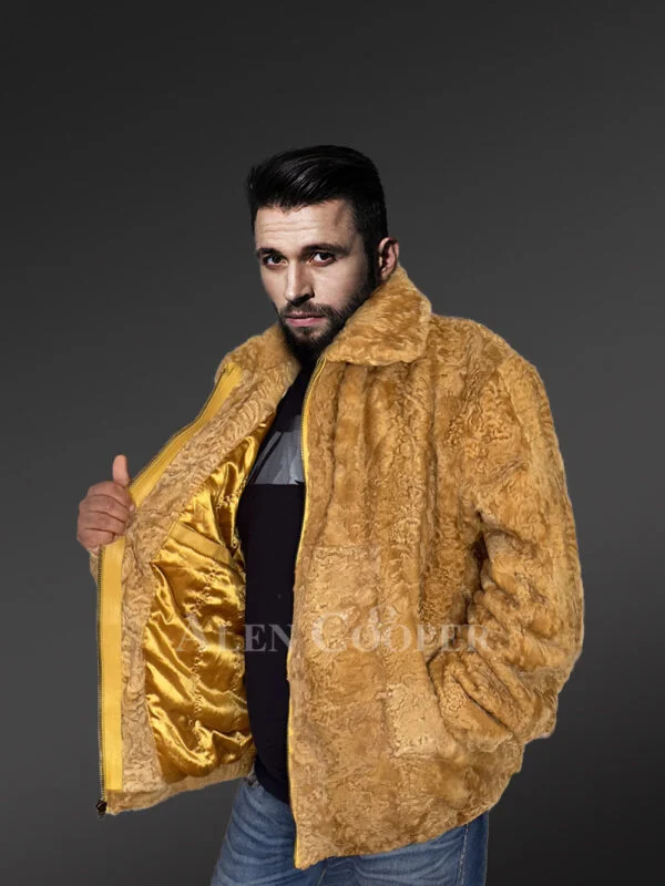 Persian Lamb Jacket With Hat In Yellow – A Smart Choice for Winter - Image 5