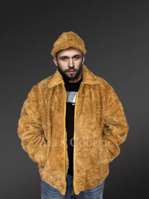 Persian Lamb Jacket With Hat In Yellow