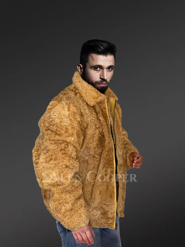 Persian Lamb Jacket With Hat In Yellow – A Smart Choice for Winter - Image 3