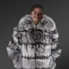 mens bomber fox fur jacket