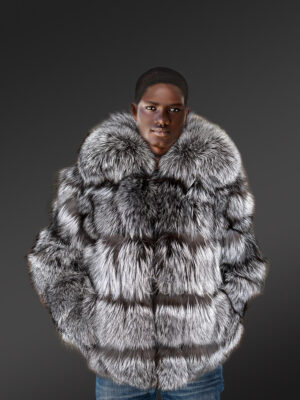 mens bomber fox fur jacket