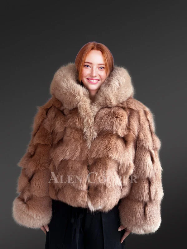 Womens Fox Fur Crop Jacket to Look Simply Sophisticated - Image 3