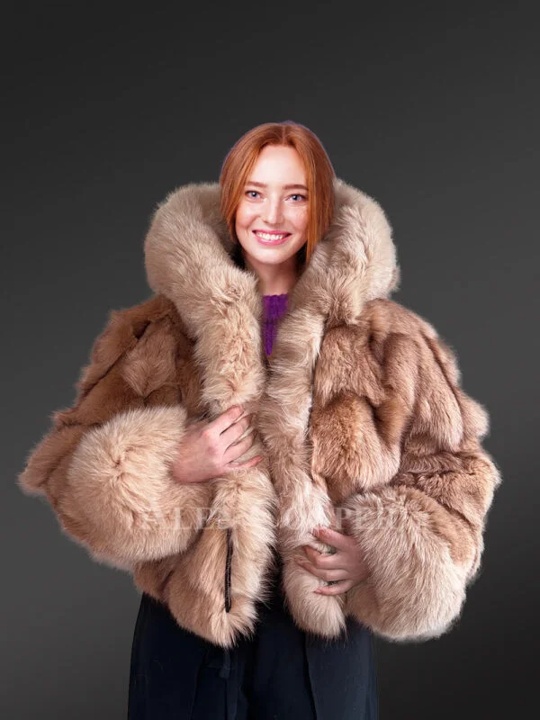 Womens Fox Fur Crop Jacket to Look Simply Sophisticated - Image 2