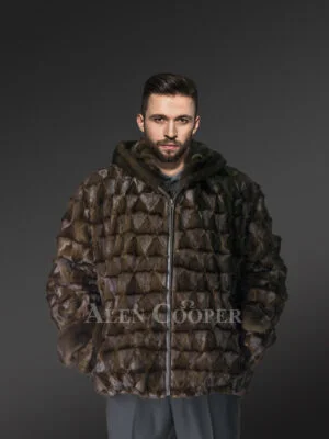 Men’s Diamond Shaped Mink Bomber Jacket