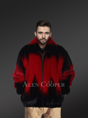 Men’s Fullskin 2 Tone Dyed Bomber in Red and Black