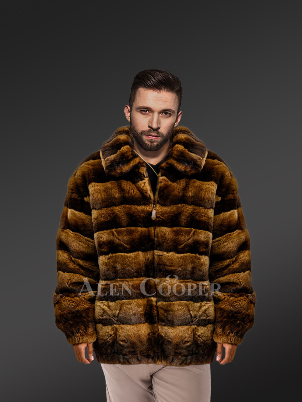 Men’s Rex Rabbit Bomber Jacket in Whisky