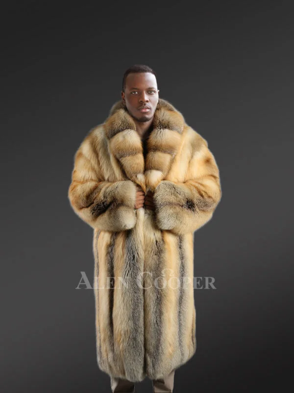 mens fox fur trench coat