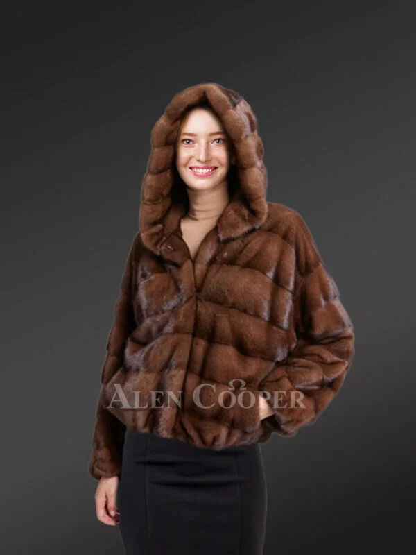 womens brown mink bomber