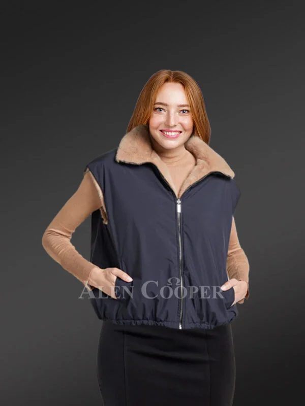 Women’s Reversible Mink Bomber Vest