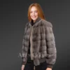 Blue Iris Mink women Bomber