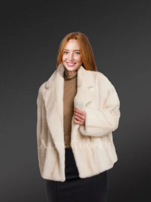 womens mink bomber with hood